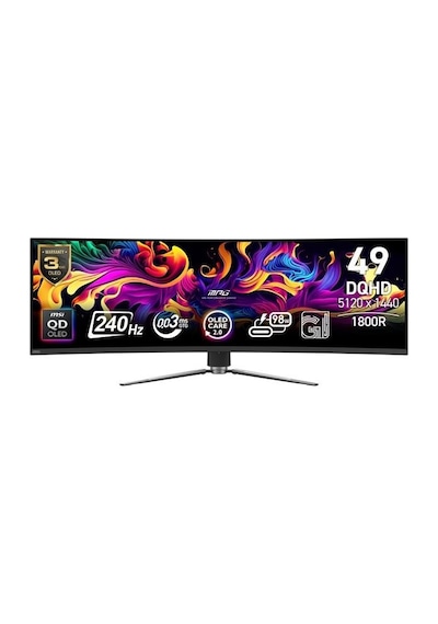 MSI MPG 491CQPX QD-OLED 49 5120x1440 240Hz 0.03 ms HDMI DP Type-C True Black 400 1800R Curved OLED Gaming Monitor