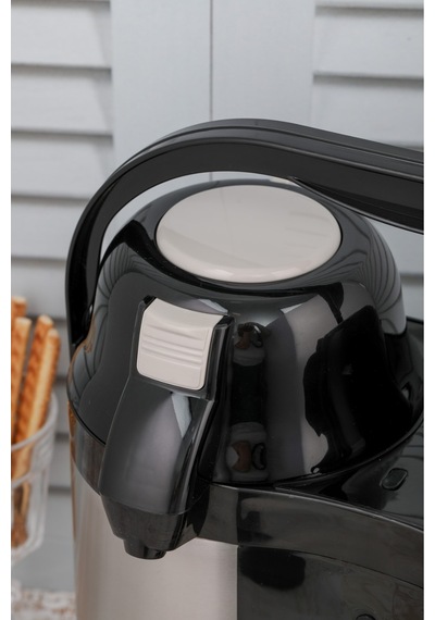 Cooker Termos 5 Lt. Çiftli Çelik Pompalı Çay Termosu - Su Termosu Siyah
