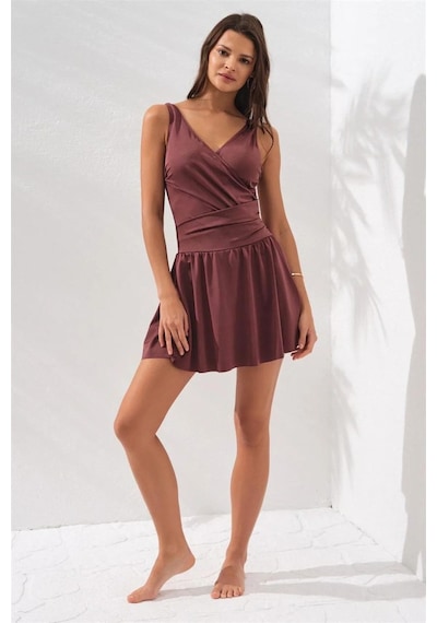 Pierre Cardin 231130 Lena Kruvaze Formlu Şortlu Elbise Mayo Toffee