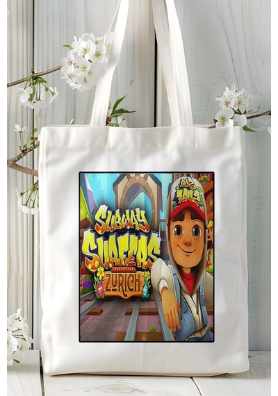 Art Hediye Subwaysurfers Oyun Baskılı Omuz Çanta Kişiye Özel Model 5 Çok Renkli