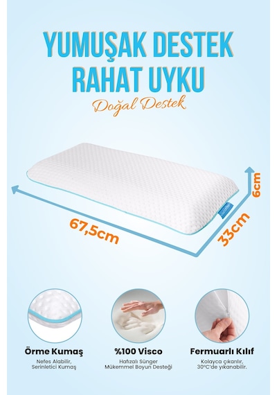 Viscofoam ViscoKidz Ortopedik Çocuk Yastığı Visco Yastık 67.5x33x6cm