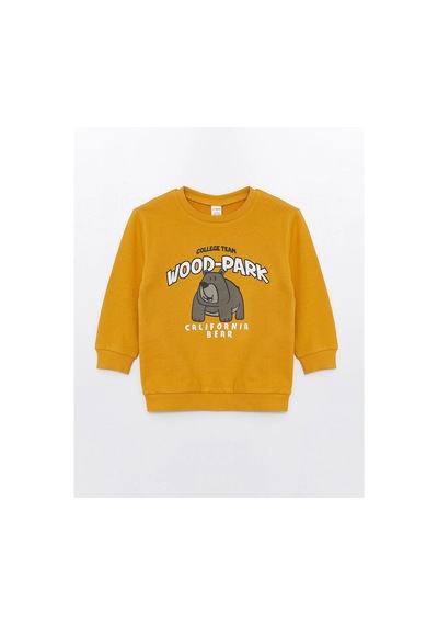 LC Waikiki Lcw Kids Bisiklet Yaka Kalın Baskılı Erkek Çocuk Sweatshirt Mıd Yellow