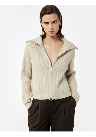 Koton Regular Fit Dik Yaka Fermuarlı Uzun Kollu Triko Hırka Taş 6wak90019ht Taş