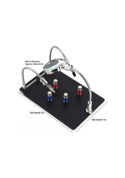 Manyetik Tabanlı Büyüteçli Lehimleme Üçüncü El Pcb Devre Tutucu Havya Standı Esnek Kollu