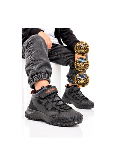 Walkway Füme-turuncu Cırt Bantlı Kauçuk Tabanlı Erkek Çocuk Sneaker Bot Nexo 2280