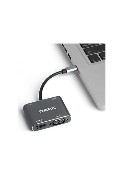 4in1 Usb C To Hdmı/vga + Usb3.0 + Pd Dönüştürücü Dk-ac-u31xhdv