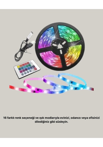 Tr Müziğe Duyarlı Renkli Smart Şerit Led Işık Usb Bağlantılı Ambiyans Aydınlatma Genel