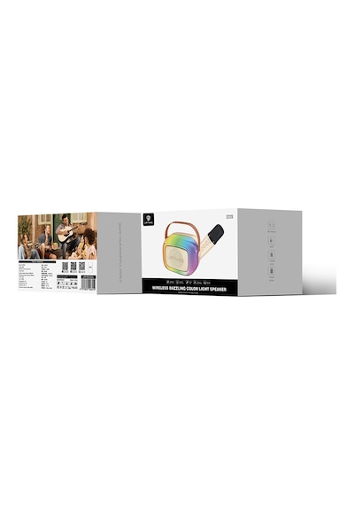 Lenyes S228 Rgb Işıklı Askılı Mikrofonlu Bluetooth Speaker Hoparlör V5.3 Bej