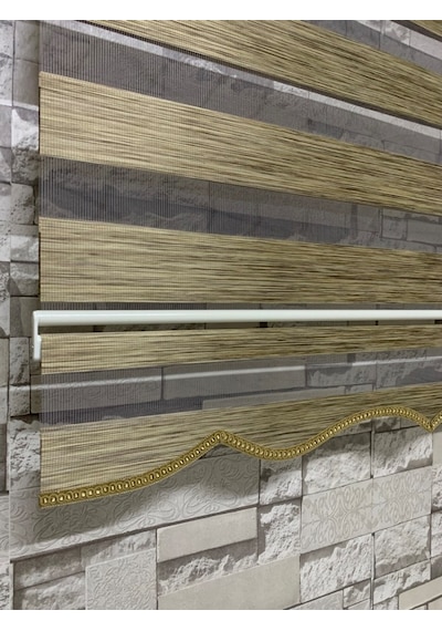 Bambu Açık Kahve Renk Zebra Perde (Etekli)