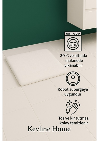 Buççin Online Mağaza Modern Dekoratif Kaymaz Taban Banyo Paspası Klozet Takımı 60x100-50x60 Cm Polyester Beyaz Çok Renkli