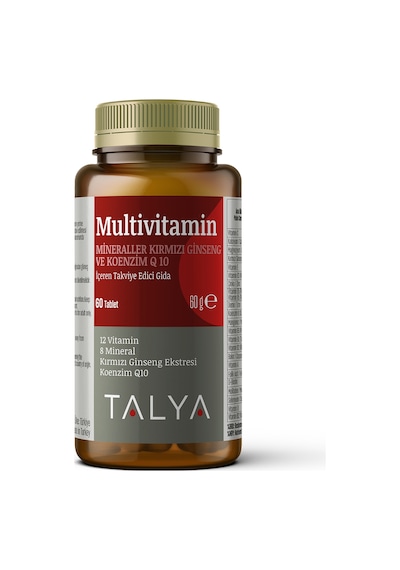 Talya Multivitamin İçeren Takviye Edici Gıda (Mineraller-Kırmızı Ginseng  ve Koenzim Q10) 60 Tablet