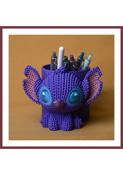 Storeşahin 3d Baskı Knitted Kalemlik - Sevimli Karakterli Masaüstü Kalem Organizeri-mor Shn0720
