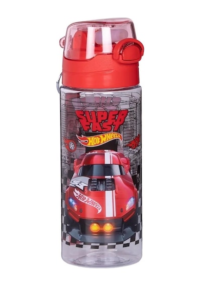 Hot Wheels Suluk / Su Şişesi 500ml Kırmızı Özel Tritan Malzemeli Suluk Pipetli Çok Renkli