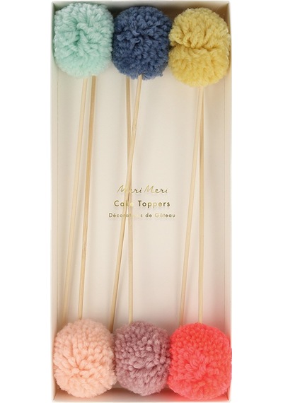 Meri Meri - Multi Pompom Cake Toppers - Çok Ponponlu Pasta Süsü Tüm Yaşlar