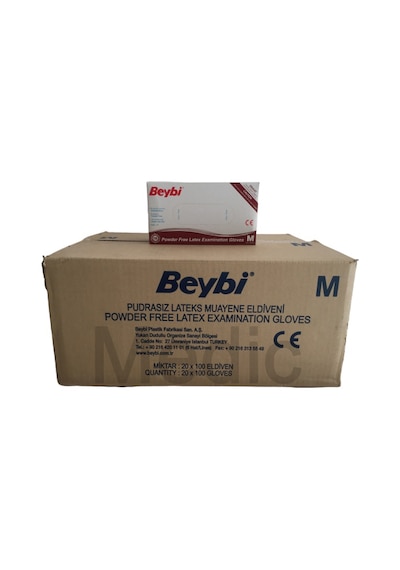 Beybi Lateks Beyaz Pudrasız Muayene Eldiveni 100'lü x 20 Paket