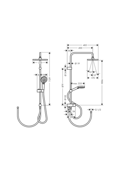 Hansgrohe Vernis Shape Duş Kolonu 230 1jet Reno, Ecosmart Satin Siyah Siyah