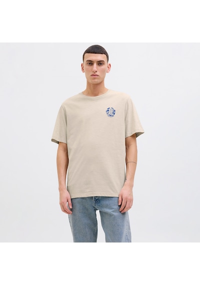 Jack & Jones Jack&jones One Color Summer Erkek Bej Yuvarlak Yaka Tişört Bej
