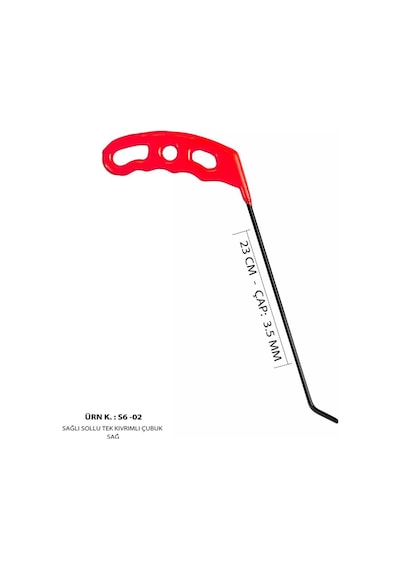 23 Cm 3.5 Mm Çap Sağlı Sollu Tek Kıvrımlı Sağ Boyasız Göçük Düzeltme Çubuğu, Pdr Çubuk - S6-02