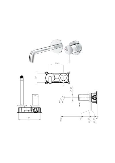 Teska E 5707 Atlas Ankastre Lavabo Bataryası Altın