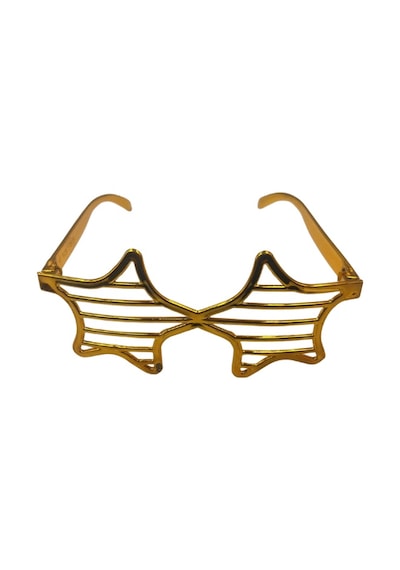 Parti Gözlük Plastik Camsız Panjur Yıldız Şekilli Gold 14x6 Cm