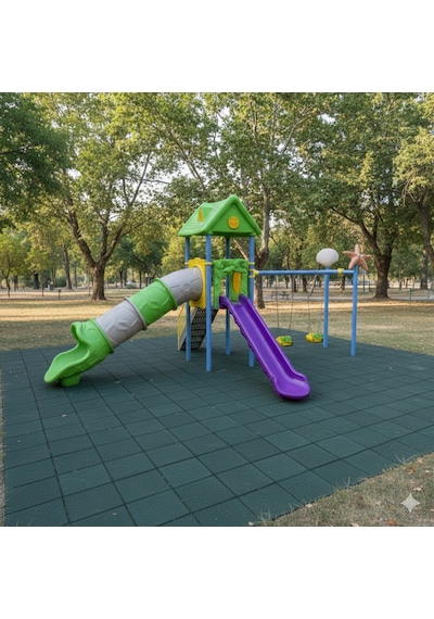Çocuk Oyun Parkı Ev Temalı - Deniz Yıldızı Figürlü 2 Kaydıraklı Model-758 Çok Renkli