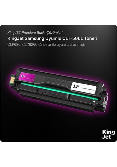Kingjet Samsung Uyumlu Clt-m506l Yüksek Kapasiteli Kırmızı Magenta Çipli  Uyumlu Toner