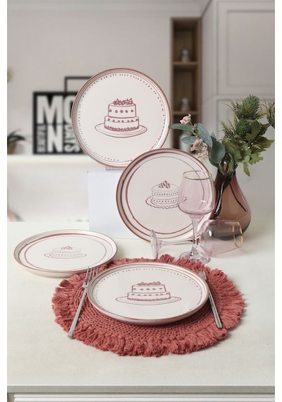 Keramika Pink Cake Nordic Pasta Tabağı 22 Cm 4 Adet 22965-66 Çok Renkli