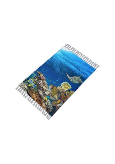 Zethome Aquarium Banyo Paspas ve Tek Kanat Duş Perdesi 1x180x200 Mavi