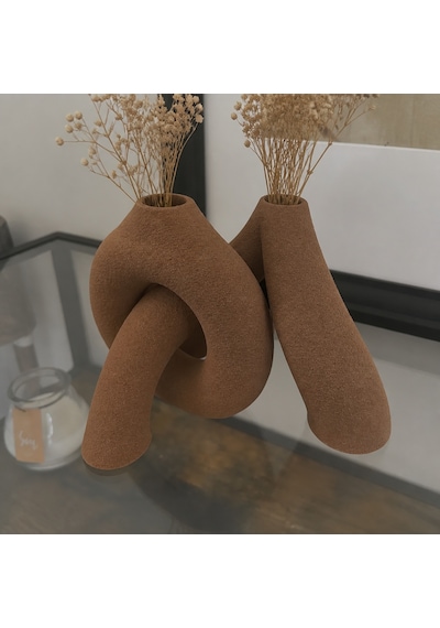3d Baskı Interlocking Vazo - İç İçe Geçen Dekoratif Vazo-kahverengi Çok Renkli