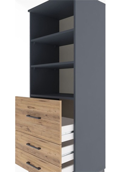 Hyperion Dolap 3 Raflı 3 Çekmeceli 60x44x163 Antrasit-çam Antrasit
