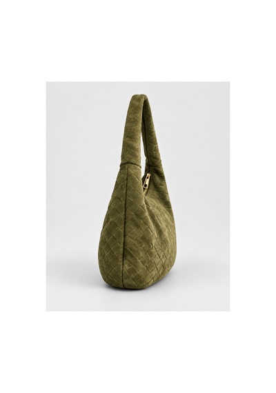 Nura Collection Haki Kadın Hakiki Süet Örgü Dokulu Shopper Omuz Çantası Haki - 936381748 Haki