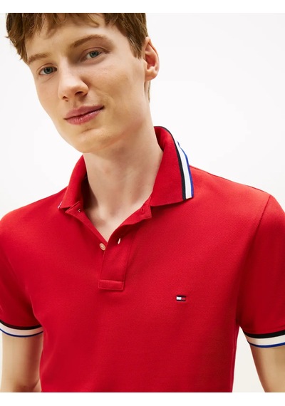 Tommy Hilfiger Cuff Interest Slım F, Xld Kırmızı Erkek Polo Yaka T-shirt