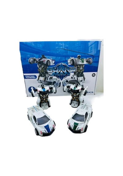 Robota Dönüşen Polis Arabası Lamborghini Oyuncak Transformers Bugatti Robot Araba Beyaz - Mavi