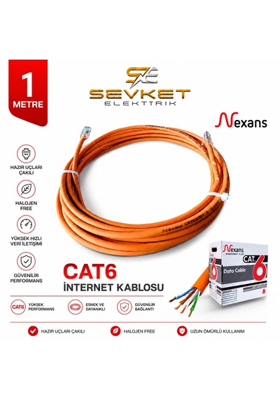 Nexans 1 Metre Cat6 Data Kablosu Turuncu Halojen Free Patch Cord
