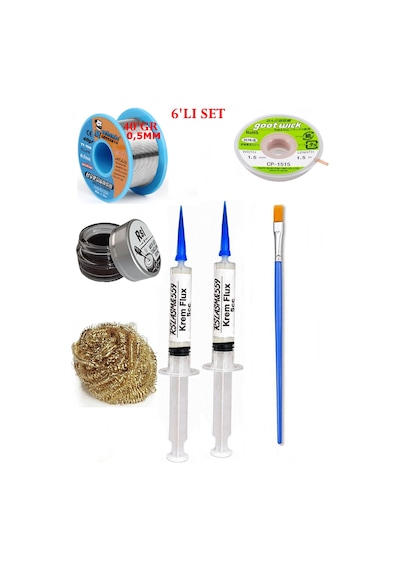 Lehimleme Seti 40 G 0,5 Mm Lehim Teli Cp-1515 Lehim Fitili Flux Lehim Toplama Tek Fırça Seti Tk210