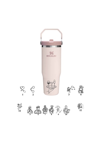Stanley Kişiye Özel The Iceflow Flip Straw Pipetli Termos Bardak Stanley 0.89 L Özel İsimli Açık Pembe