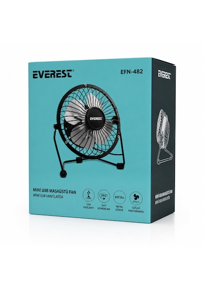 Usb Şarjlı - Metal Gövde 14.5x7.5x15cm Mini Masaüstü Fan - Vantilatör Efn-482 4887
