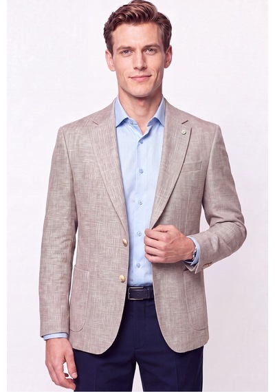 Comfort Fit Torba Cep Esnek Pamuklu Camel Blazer Ceket C 740