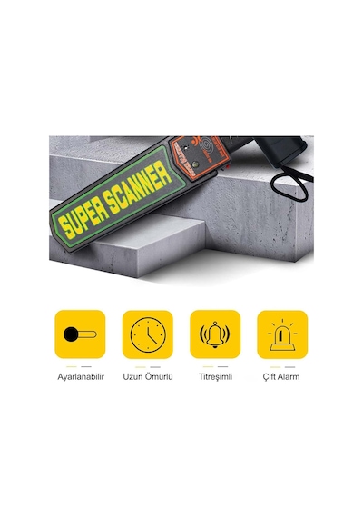 Super Scanner Md-3003b1 El Tipi Güvenlik Üst Arama Dedektörü 9v Pil Dahil