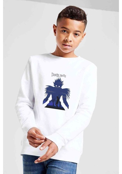 Tshirthane Death Note Baskılı Unisex Çocuk Beyaz Sweatshirt (534762710) Beyaz