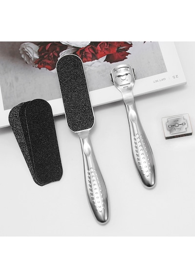 4 Parçalı Metal Ayak Bakım Seti Topuk Törpüsü Zımpara - Nasır Giderici Kazıyıcı