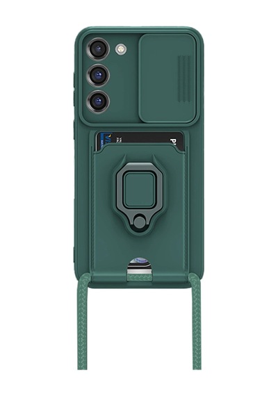 Newface - 924 - Samsung Uyumlu  Galaxy S23 Plus Kılıf Zuma Kartvizitli Yüzüklü Silikon - Concepta - - Yeşil
