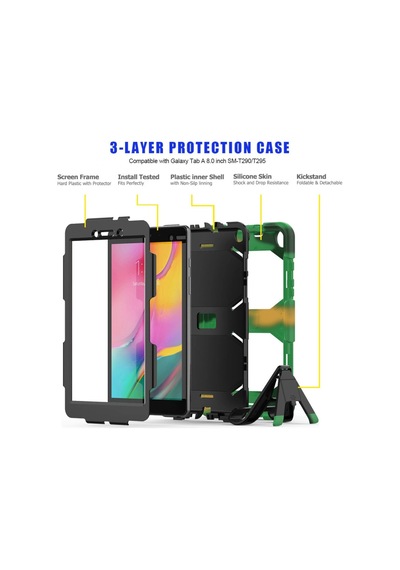 Samsung Galaxy T290 Tab A 8 Kılıf Griffin Tablet Kapak - Kamuflaj Arka Kapak
