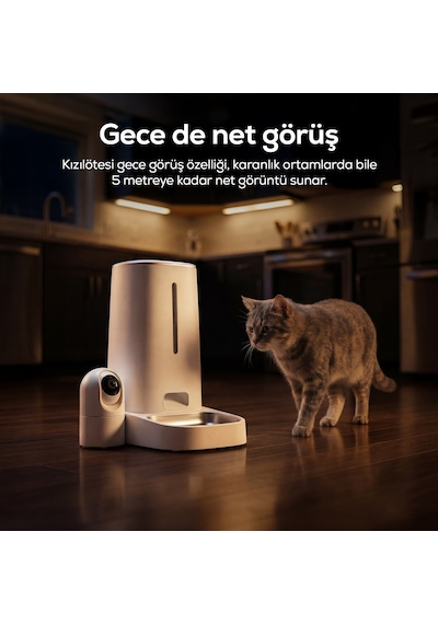 Xenon Smart Akıllı Mama Kabı Kameralı 2mp Gece Görüş, Wifi Mobil Kontrol, Çelik Kase, Çift Yönlü Ses X8610