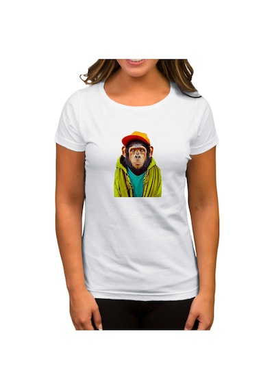 The Monkey Beyaz Kadın Tişört Beyaz