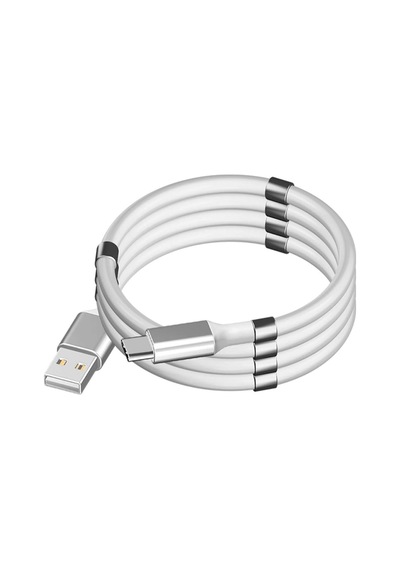 Araç Ev Ofis Mıknatıslı Kendini Toplayan Sarmalı Şarj Ara Kablosu Usb Çıkış Type-c Uyumlu Ara Kablo