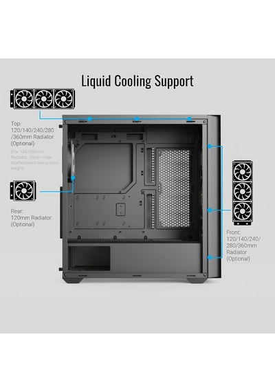 D502a, Mid-tower Kasa, Oyun Bilgisayarı Kasası, Airflow Mesh Ön Panel Tasarımı, 4 Rgb Fan Dahil, Atx Micro-atx Ve M