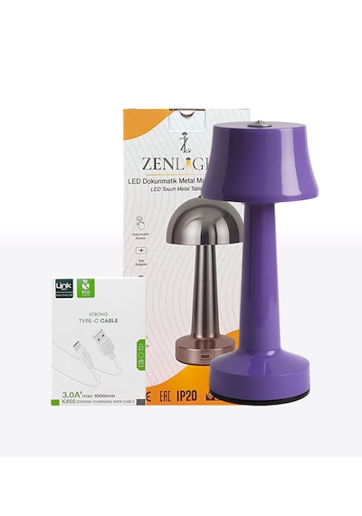 Zenlight Metal Dokunmatik Şarjlı Masa Lambası 320-5 Mor