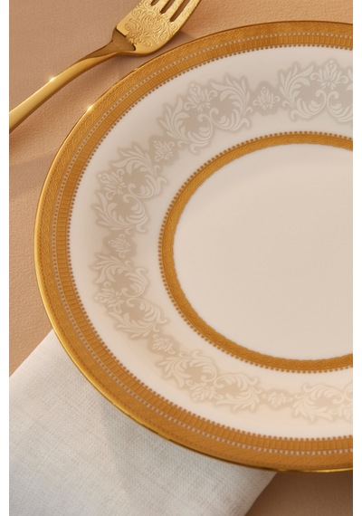 Karaca Royal Bone Charlotte 32 Parça 6 Kişilik Kahvaltı Takımı Gold Gold