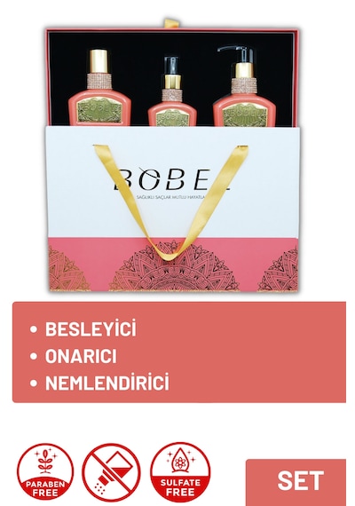 Bobel Keratin Onarıcı Saç Bakım Maskesi 330 ML + Saç Bakım Şampuanı 330 ML + Saç Kremi 200 ML